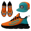 Customize Sport Shoe + Hat Kits Personalized Design Printing Logo & Picture on Sneakers for Men and Women Orange Cyan Black Sole