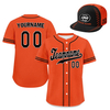Custom Baseball Jersey + Cap | Personalized Design Printed Logo/Team Name/Picture/Photo On Sports Uniform Kits For Men And Women Orange Black ZH-24020053-20