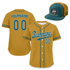 Custom Baseball Jersey + Cap | Personalized Design Printed Logo/Team Name/Picture/Photo On Sports Uniform Kits For Men And Women Brown Dark Green ZH-24020053-2