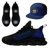 Custom Sneaker + Hat Kits Personalized Design Printing Logo & Photo on Sport Shoes for Men and Women Blue Black Sole