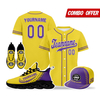 Cool Customize Baseball Jersey + Sneaker + Cap Kits | Personalized Design Printed Logo/Team Name/Picture/Photo On Sports Suits For Men And Women Yellow Purple Black Sole Sport Shoes ZH-24020050-19b