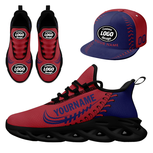 Custom Sneaker + Hat Kits Personalized Design Printing Logo & Photo on Sport Shoes for Men and Women Maroon Purple Black Sole