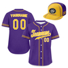 Custom Baseball Jersey + Cap | Personalized Design Printed Logo/Team Name/Picture/Photo On Sports Uniform Kits For Men And Women Purple Yellow ZH-24020053-22