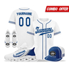 Cool Customize Baseball Jersey + Sneaker + Cap Kits | Personalized Design Printed Logo/Team Name/Picture/Photo On Sports Suits For Men And Women Blue White Sole Sport Shoes ZH-24020050-12w