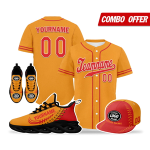 Cool Customize Baseball Jersey + Sneaker + Cap Kits | Personalized Design Printed Logo/Team Name/Picture/Photo On Sports Suits For Men And Women Orange Red Black Sole Sport Shoes ZH-24020050-14b