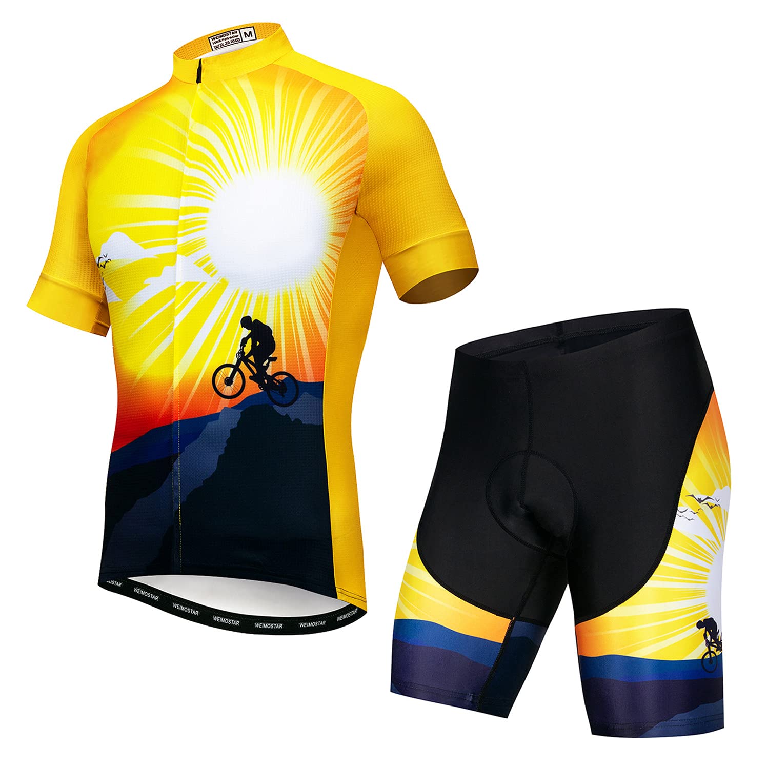 Cycling Jersey Shorts Set Padded Men Bike Top Suit