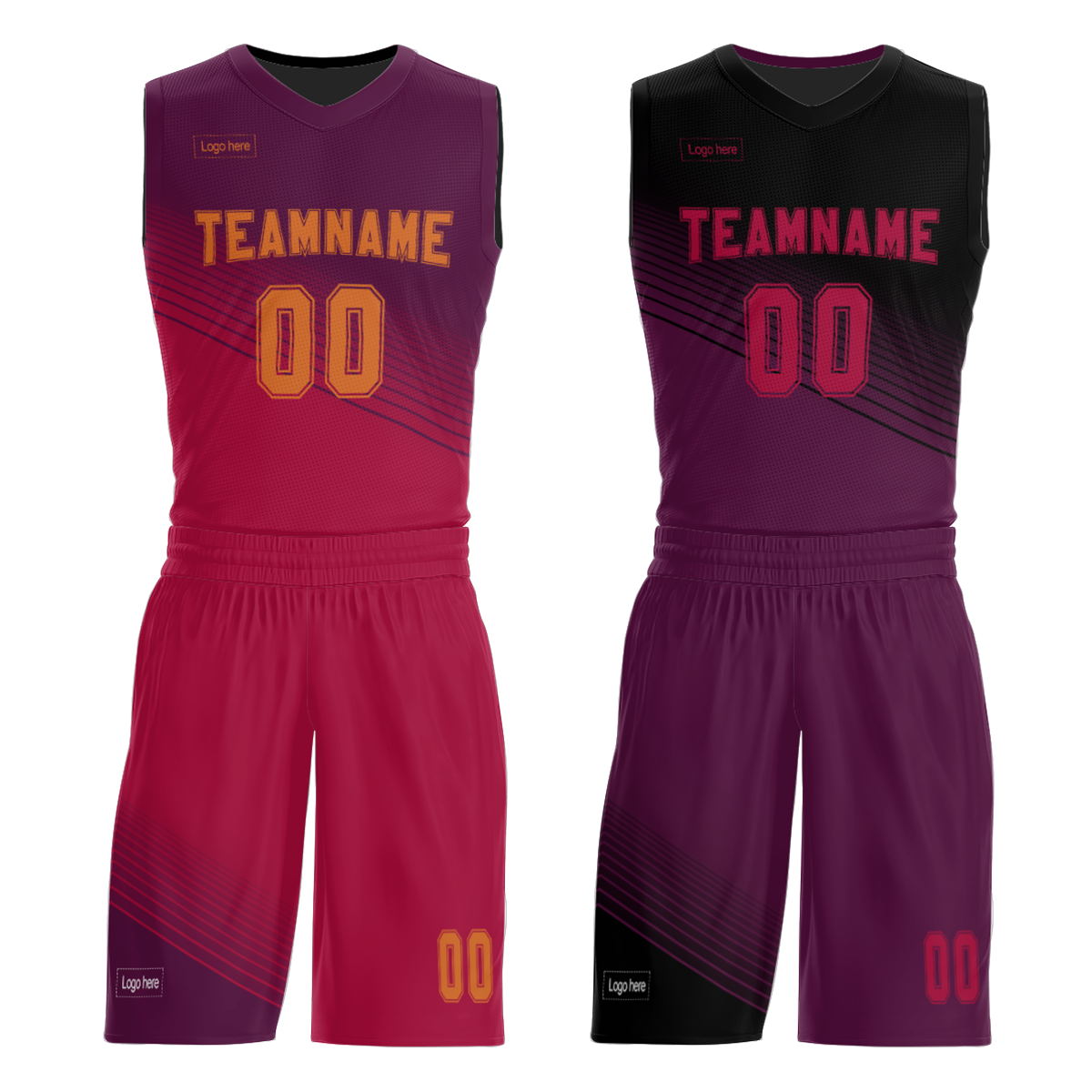 Latest Design Custom Basketball Jersey And Shorts Print Sublimation Reversible Basketball Uniforms