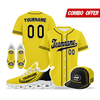 Cool Customize Baseball Jersey + Sneaker + Cap Kits | Personalized Design Printed Logo/Team Name/Picture/Photo On Sports Suits For Men And Women Yellow Black White Sole Sport Shoes ZH-24020050-27w