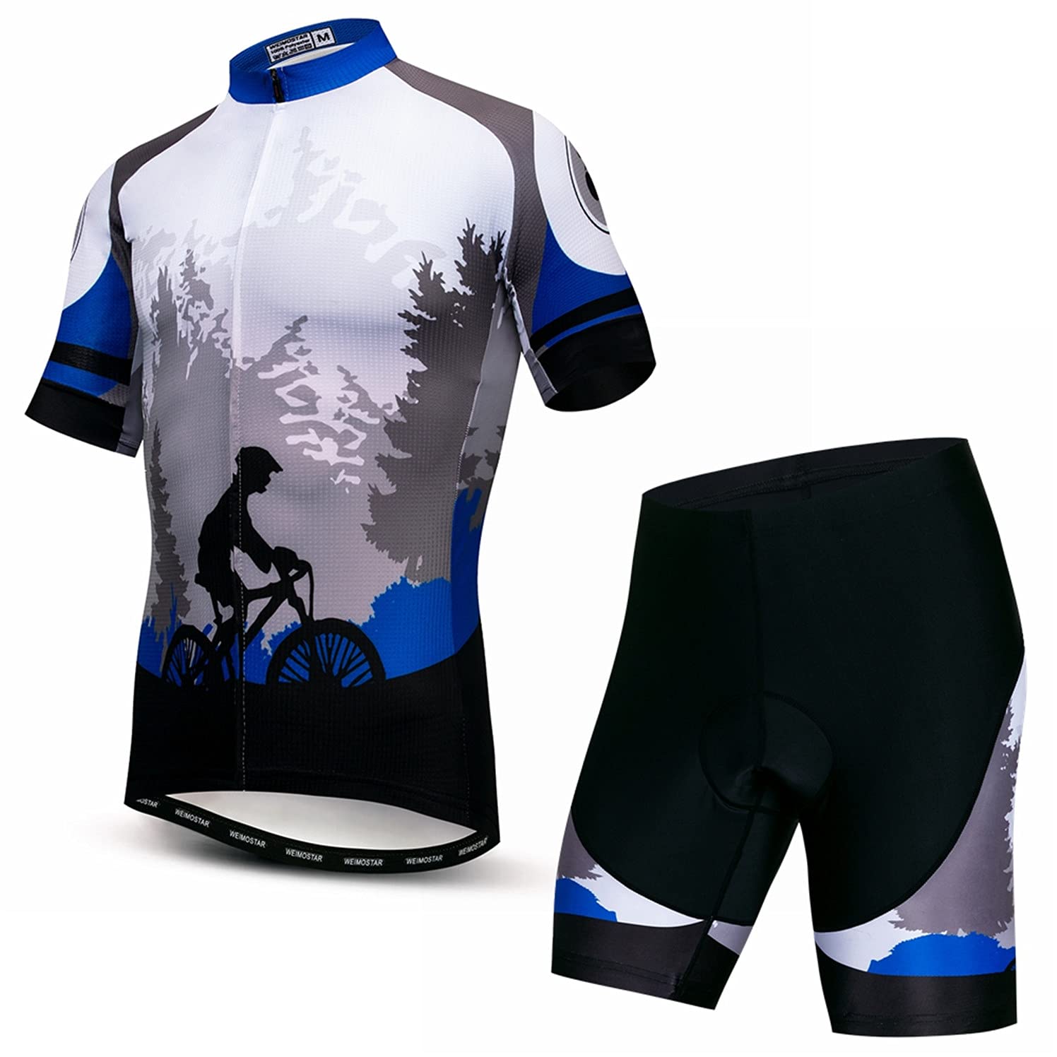 Cycling Jersey Shorts Set Padded Men Bike Top Suit 